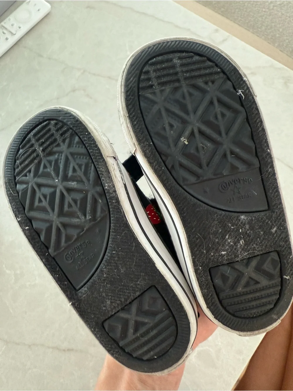Converse Kids Black Sneakers with Pink Strawberry Accents